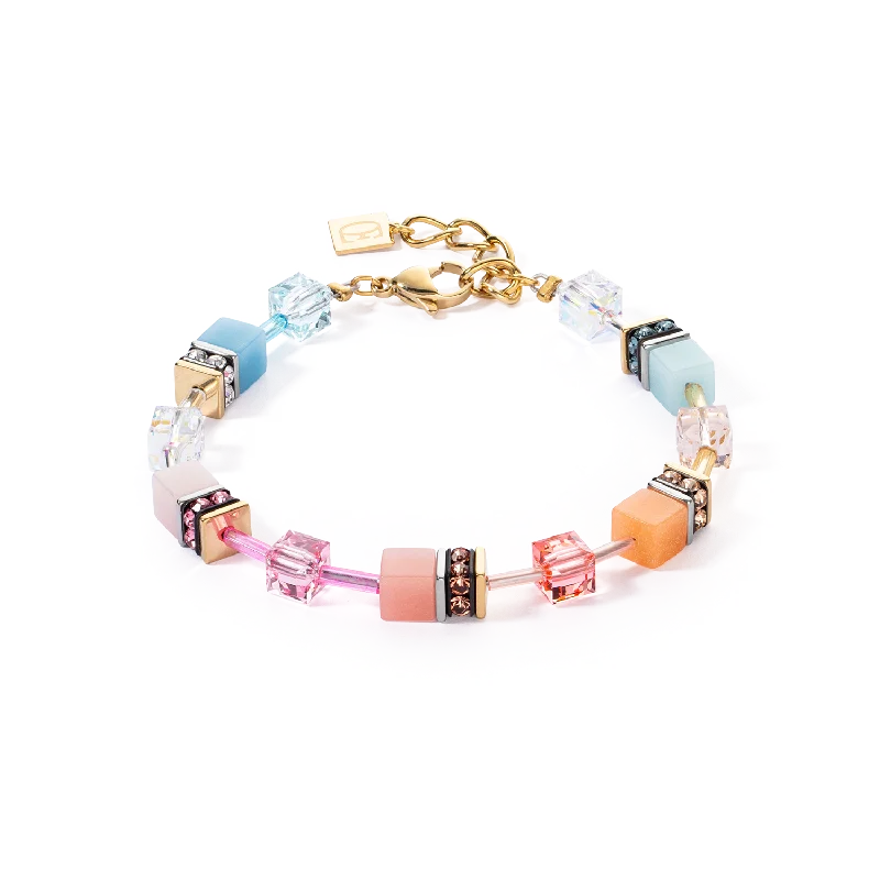 modern tiered moonstone bracelet-GeoCUBE® Iconic bracelet aqua-apricot