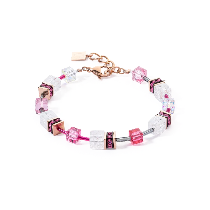 minimalist crest summit bracelet-GeoCUBE® Iconic Nature bracelet pink white