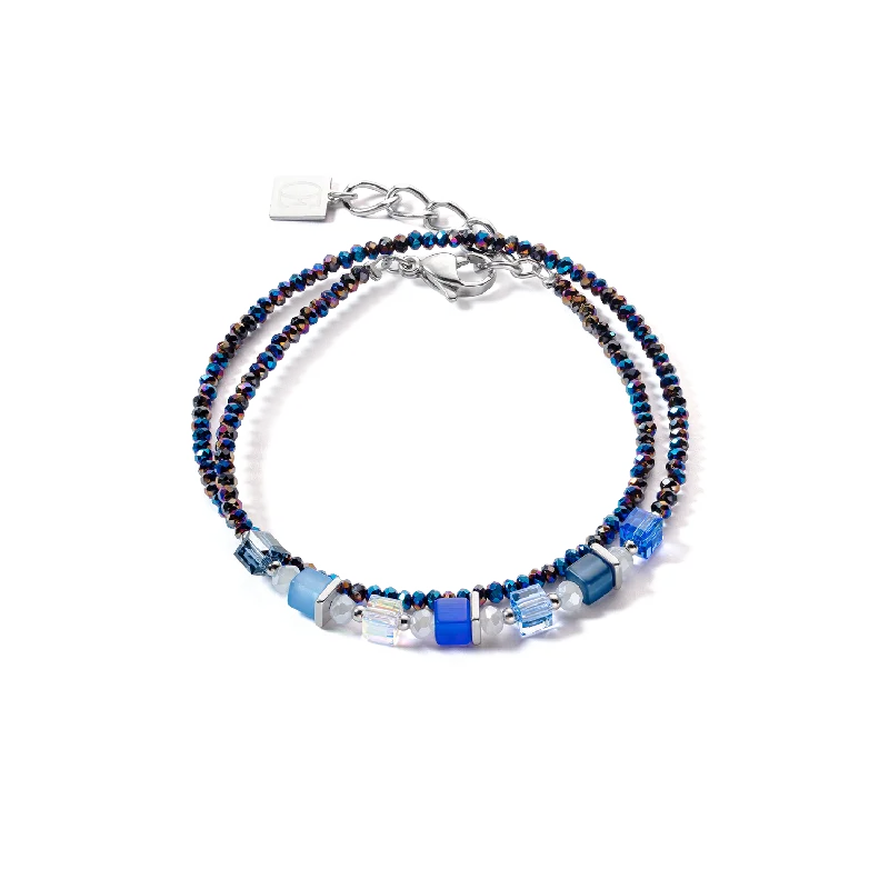 bold sunstone cluster bracelet-Joyful Colours Wrap bracelet silver blue