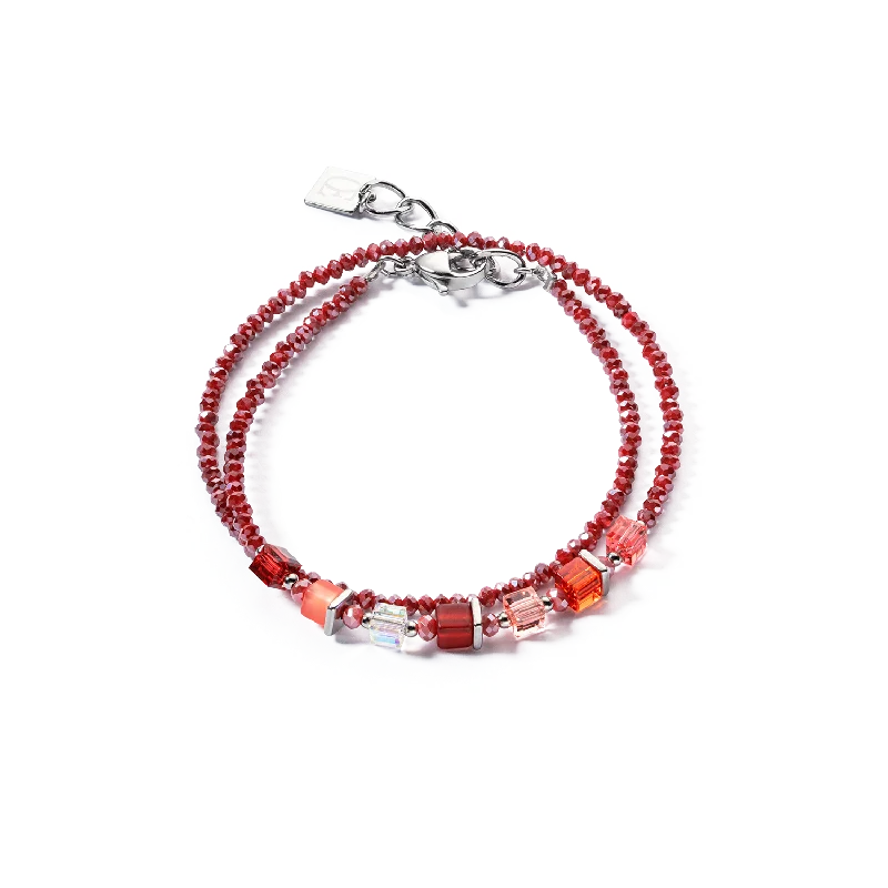 modern inset ruby bracelet-Joyful Colours Wrap bracelet silver red