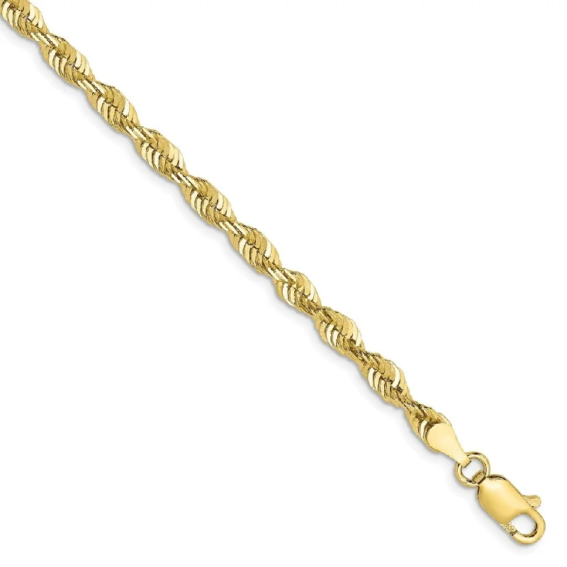 distressed rose layered bracelet-Leslie's 10k Yellow Gold 3.5mm Diamond-Cut Lightweight Rope Chain Bracelet, 8"