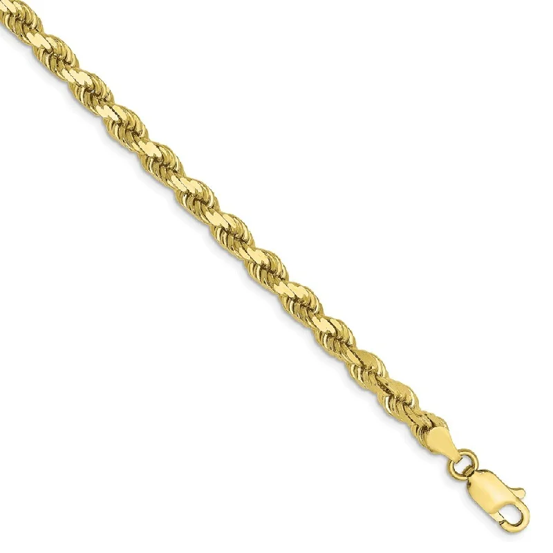 bohemian summit peak bracelet-Leslie's 10k Yellow Gold 4mm Diamond-Cut Rope Chain Bracelet, 8"