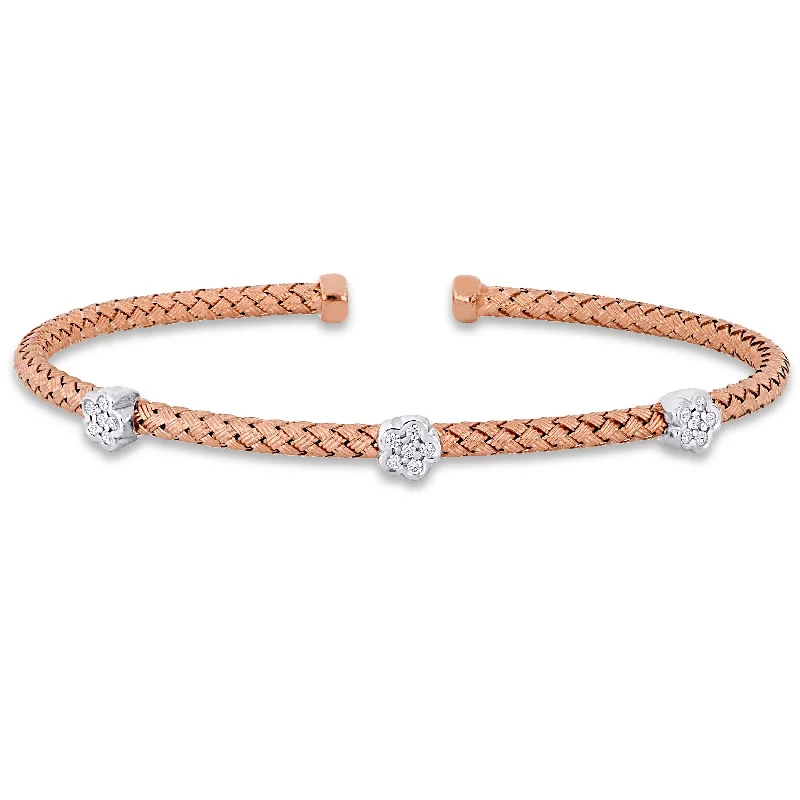 bohemian apex peak bracelet-Miadora 1/2ct TGW Cubic Zirconia Station Bangle Bracelet in 2-Tone Rose and White Silver - 7.5 in