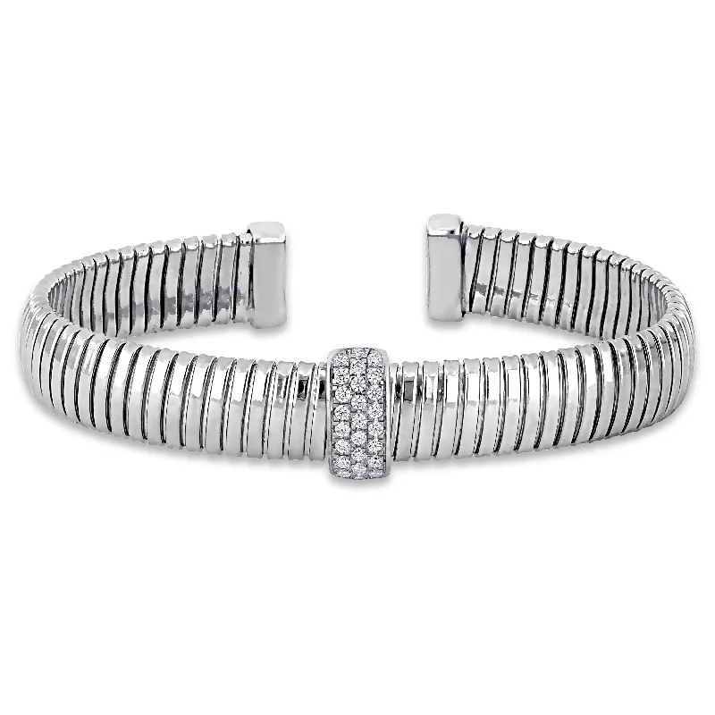 gothic-inspired tiger claw bracelet-Miadora 3/4ct TGW Cubic Zirconia Stretch Omega Style Bangle in Sterling Silver