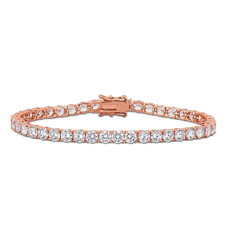 nature-themed cedar bracelet-Miadora Rose Plated Sterling Silver 18 4/5ct TGW Cubic Zirconia Tennis Bracelet