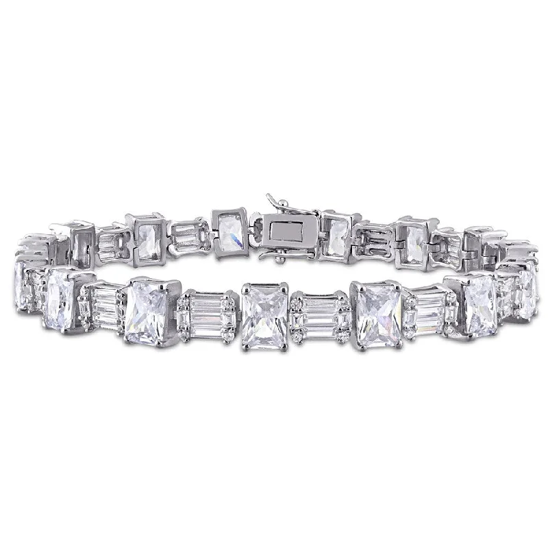 inscribed tradition cuff bracelet-Miadora Sterling Silver 71ct TGW Multi-Cut Cubic Zirconia Tennis Bracelet