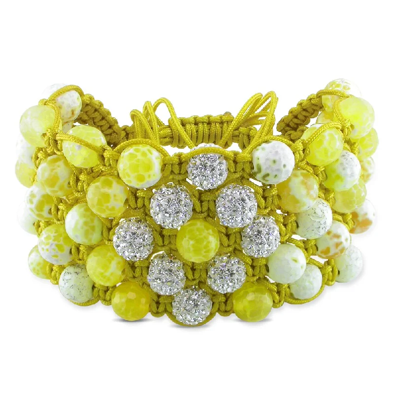 nature-themed crest ridge bracelet-Miadora Yellow Agate and White Cubic Zirconia Bracelet