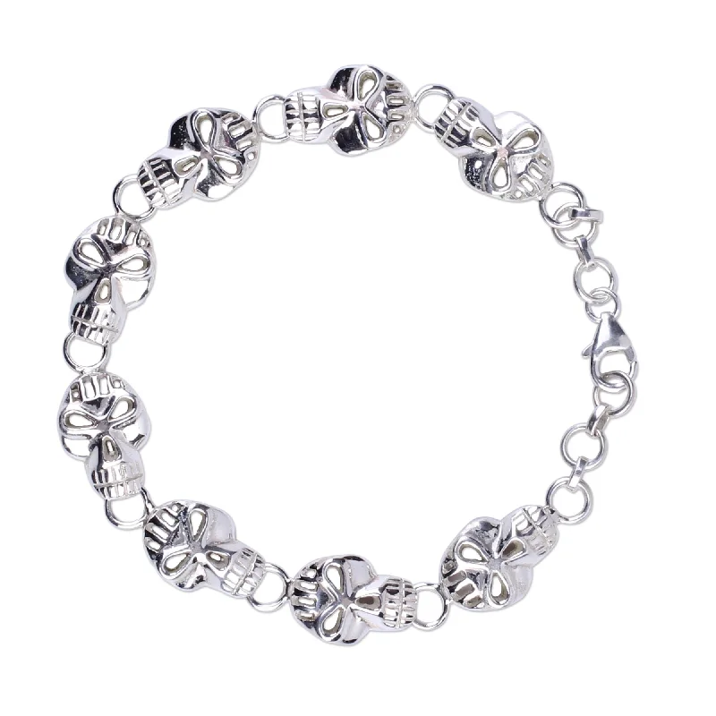 floral eternity sapphire bracelet-Novica Handmade Deadly Smile Men'S Sterling Silver Bracelet