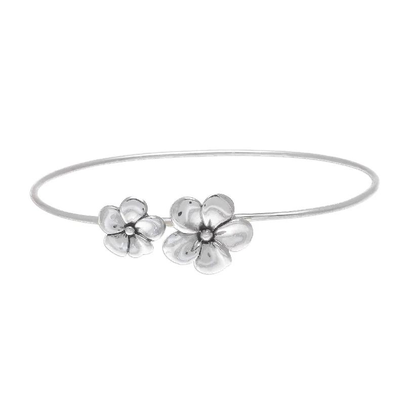 modern nebula diamond bracelet-Novica Handmade Frangipani Stars Sterling Silver Floral Bracelet