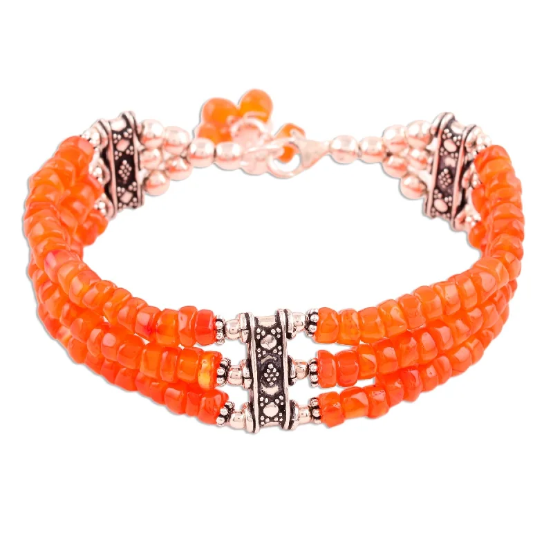 raw amber accent bracelet-Novica Handmade Glow Of Love Carnelian Beaded Bracelet