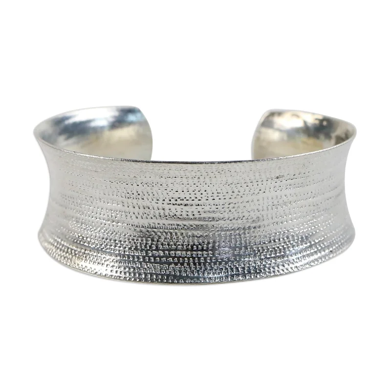 modern elevated chain bracelet-Novica Handmade Hypnotic Thai Sterling Silver Cuff Bracelet