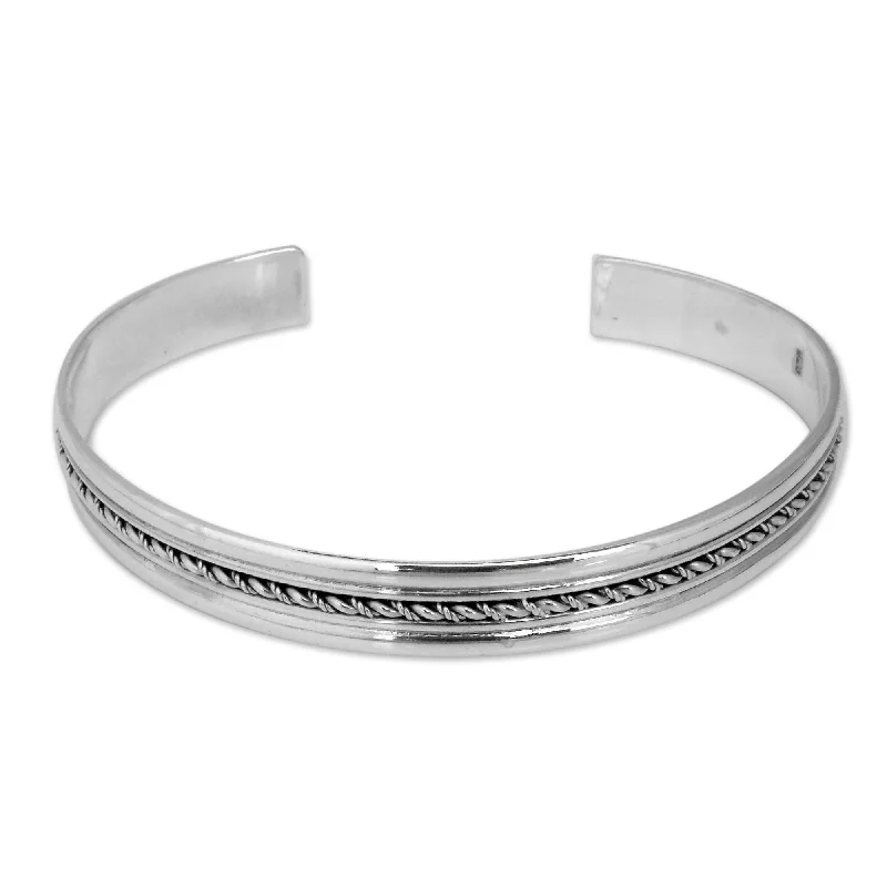 radiant-cut topaz bracelet-Novica Handmade Perfect Harmony Sterling Silver Cuff Bracelet