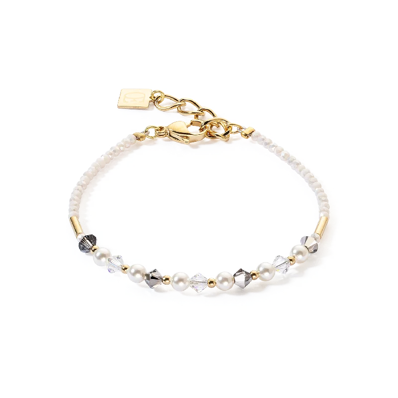 floral-inspired agate bracelet-Princess Pearls bracelet grey-crystal