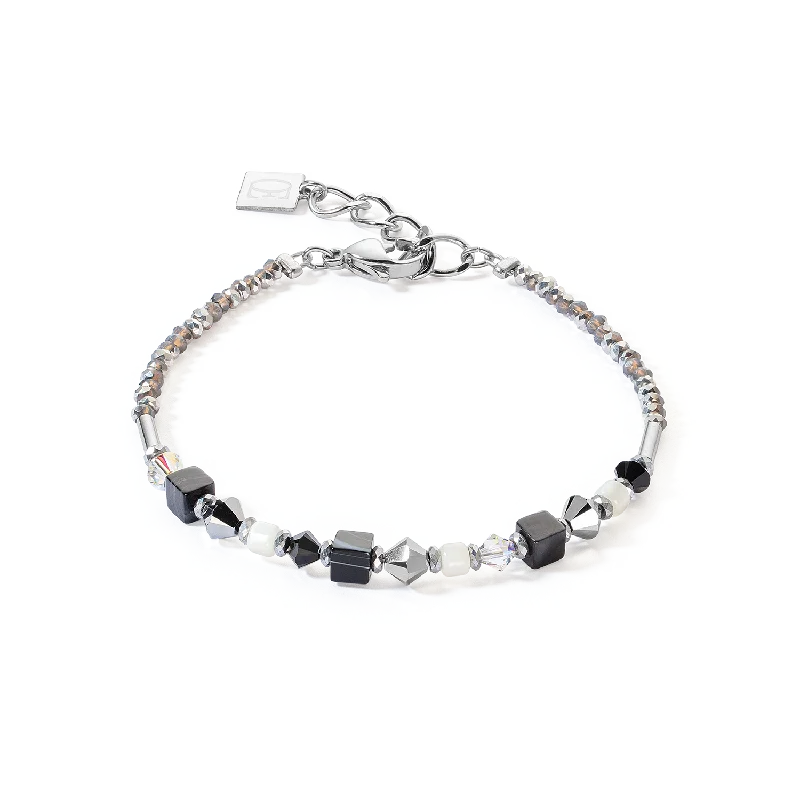 modern sleek apex peak bracelet-Princess Shape Mix bracelet black-white