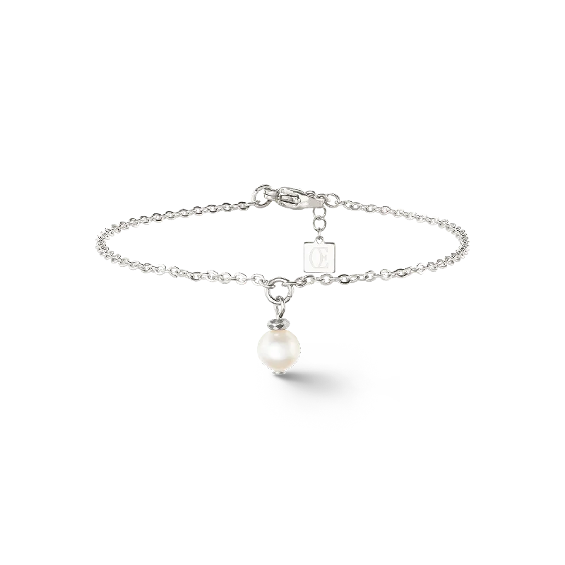 gothic-inspired bear claw bracelet-Solitaire freshwater pearl bracelet silver