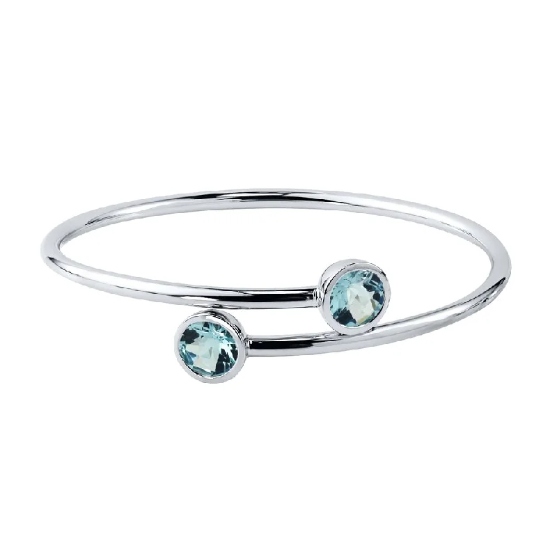 bold topaz peak ridge bracelet-Stackable 4ct Round Sky-Blue Topaz Bypass Bangle Bracelet by Auriya in Gold over Silver