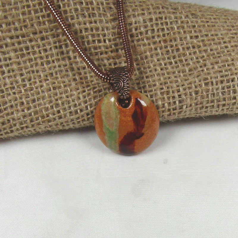 boho-inspired aventurine necklace-Fair Trade Kazuri Pendant Necklace Tan African Inspired Jewelry