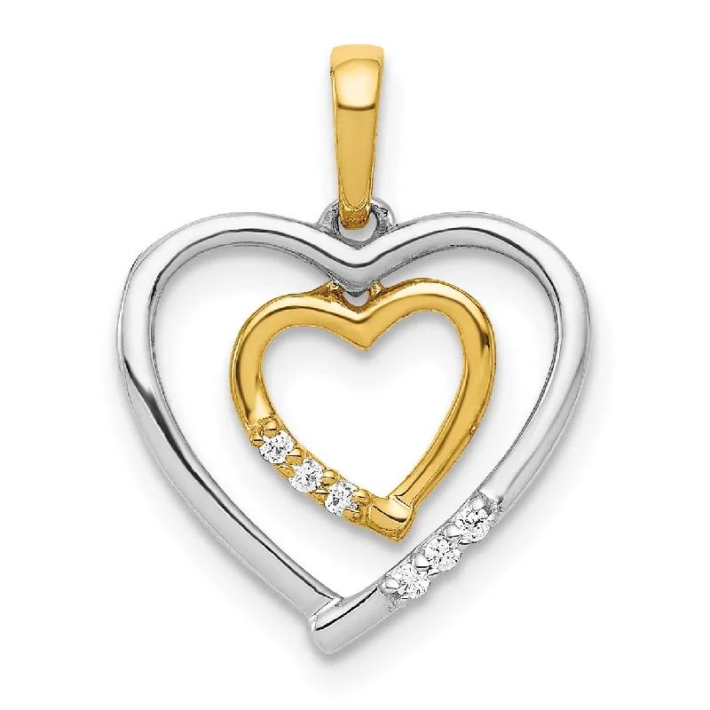 bold emerald peak ridge necklace-1/30 CTW Diamond Heart Pendant in 14KT White and Yellow Gold. Chain not Included