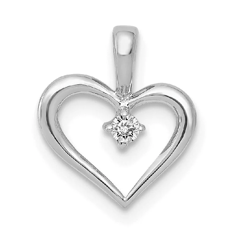 adjustable twig ridge necklace-1/50 CTW Diamond Heart Pendant in 14KT White Gold. Chain not Included