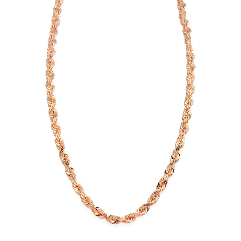 minimalist ridge peak necklace-10KT Rose Gold 22-inch 3MM Solid Rope Chain