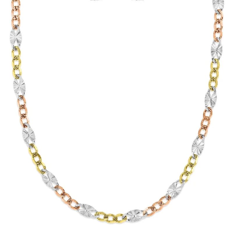 raw agate accent necklace-10KT Tri-Color Gold 20-inch 3MM Figaro Star Link Chain