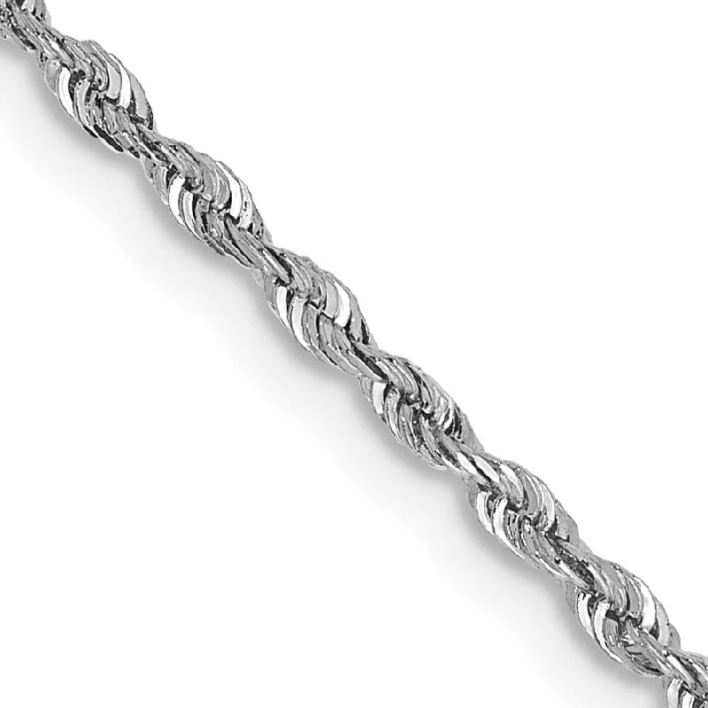 artisan-crafted gold necklace-10KT White Gold 16-inch 1.85MM Diamond-cut Rope Chain