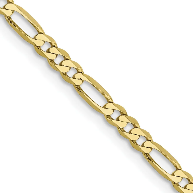 polished rose tier necklace-10KT Yellow Gold 16-inch 2.75MM Flat Figaro Chain