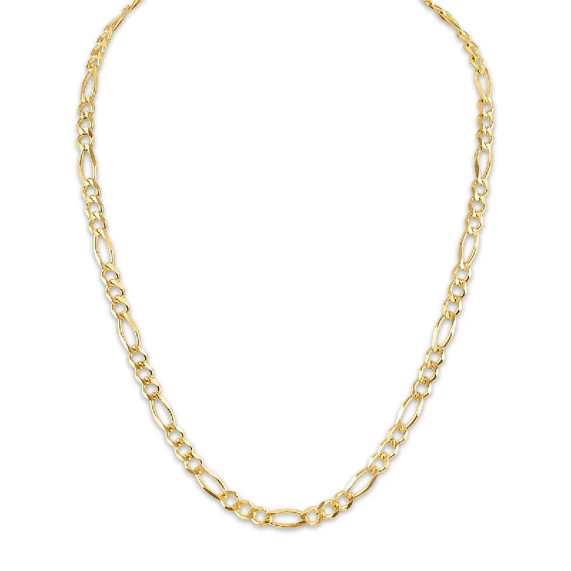 bold ruby peak ridge necklace-10KT Yellow Gold 22-inch 6.65MM Figaro Lobster Clasp Chain