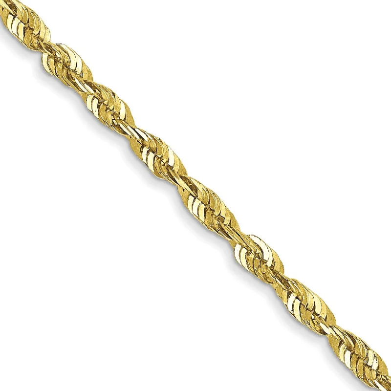 bold emerald inset necklace-10KT Yellow Gold 24-inch 1.8MM Diamond-cut Lobster Clasp Rope Extra-Light Chain