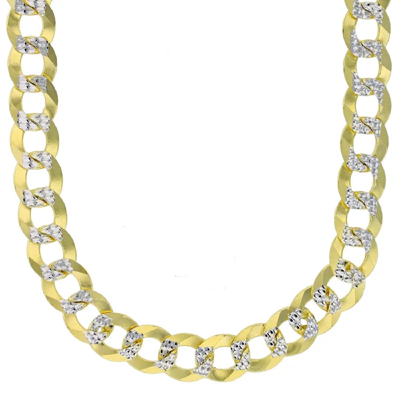 nature-themed crest ridge necklace-14KT White and Yellow Gold 26-inch 10.5MM Cuban Link Pave Chain