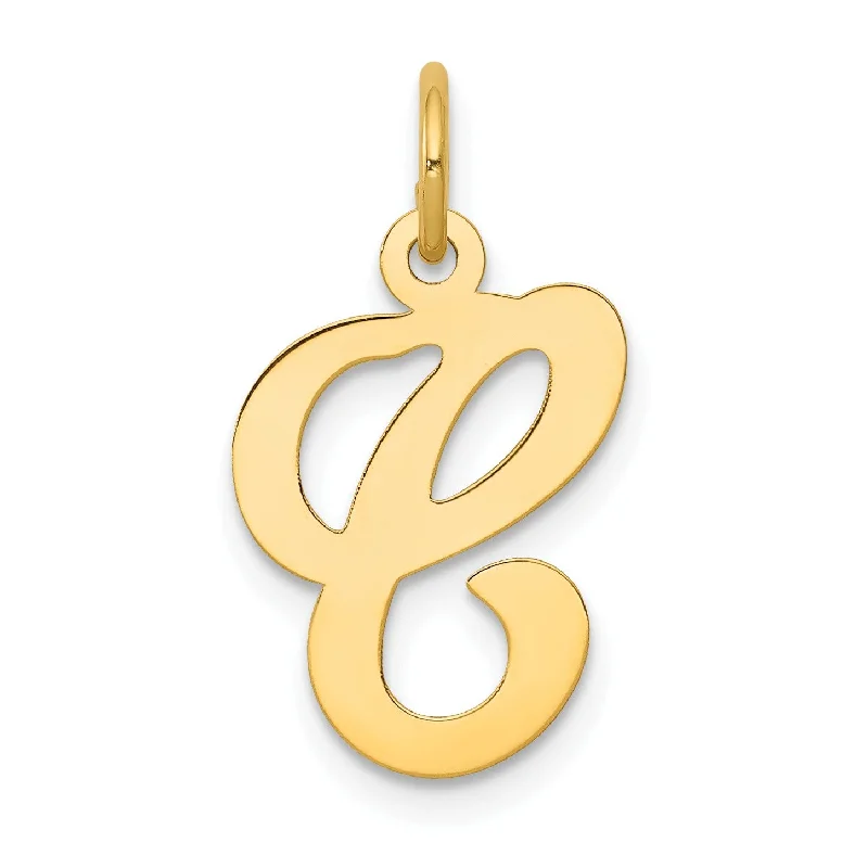 polished copper arc necklace-14KT Yellow Gold 20X11MM Initial Pendant; Initial C. Chain not Included