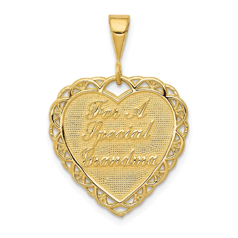 minimalist slope peak necklace-14KT Yellow Gold 21X19MM Heart Special Grandma Pendant. Chain Not Included