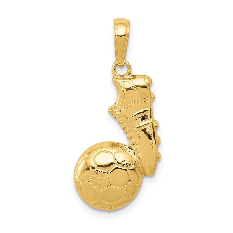 modern sleek crest ridge necklace-14KT Yellow Gold 25X13MM Soccer Ball & Shoe Pendant-Chain Not Included