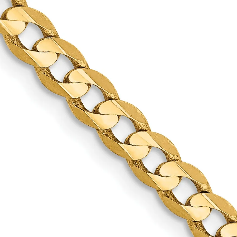 polished silver tier necklace-14KT Yellow Gold 26-inch 3.8MM Curb Chain