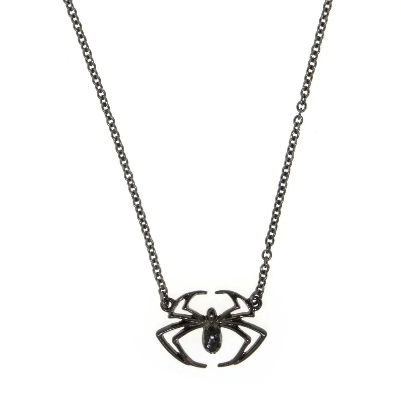 modern sleek nebula necklace-1928 Jewelry Black Spider Pendant Necklace 17"