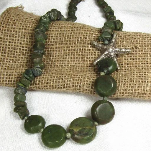 bold sunstone layered necklace-Jade Nugget & Coin  Necklace