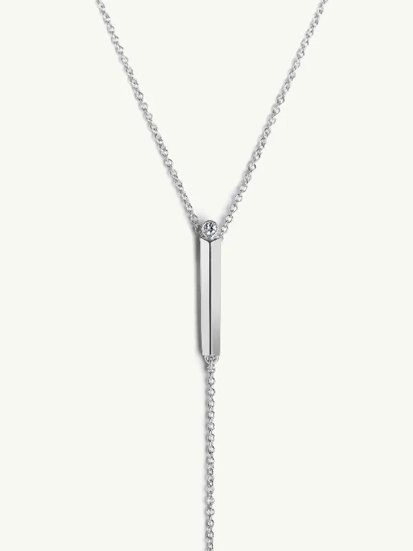 minimalist apex peak necklace-Aracelis Diamond Lariat Necklace in 18K White Gold