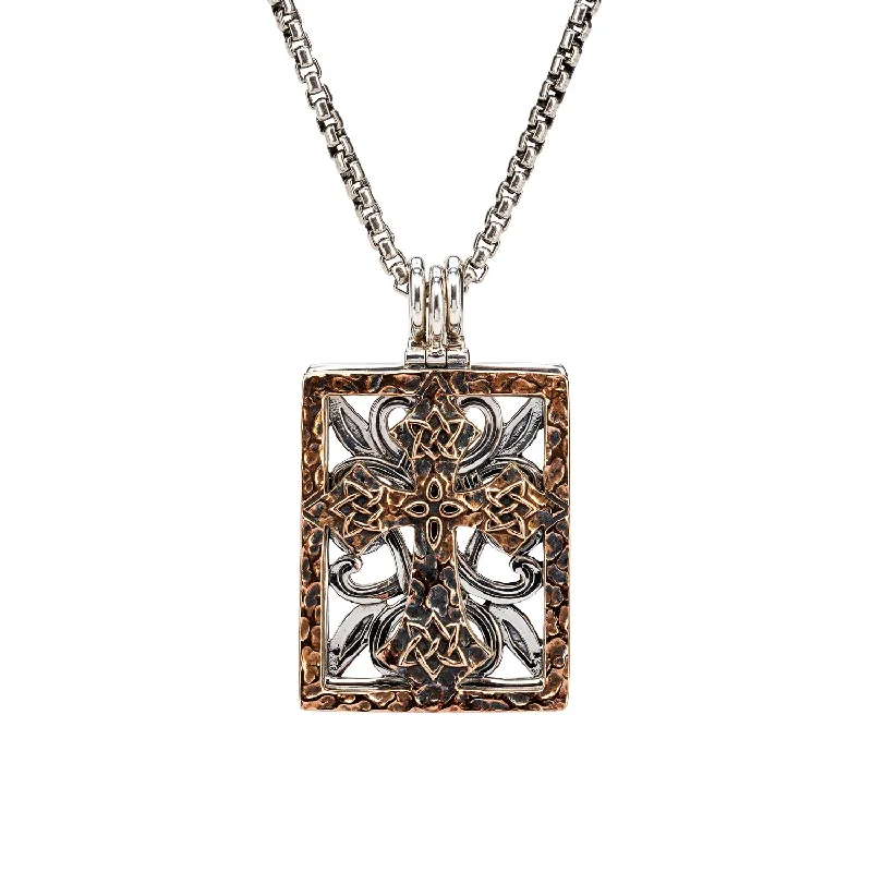 modern tiered emerald necklace-Silver and Bronze Eclipse Cross 10-Way Pendant