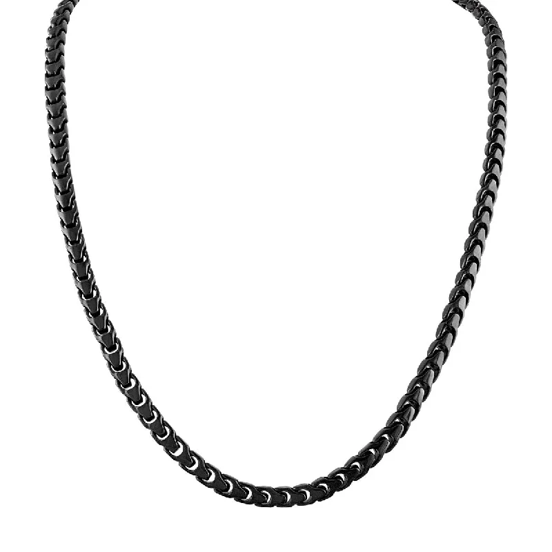 adjustable flare necklace-Bulova Black Stainless Steel 22-inch Chain