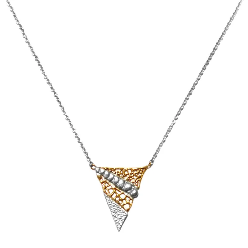 distressed silver pendant necklace-Melange Triangle Necklace