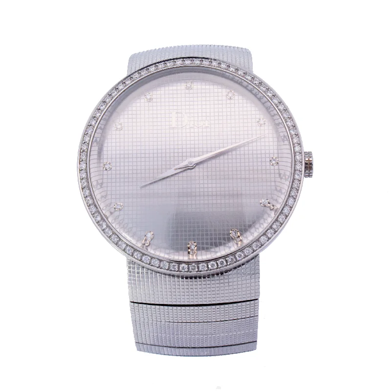 floral-inspired agate necklace-Dior Stainless Steel 34mm Diamond Dial Watch | Ref# DIORC0043111