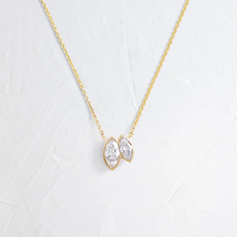 vintage-style sapphire necklace-Duet Marquise Pendant - In Stock