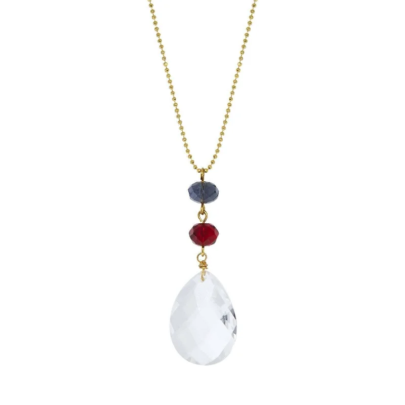 minimalist curve peak necklace-1928 Jewelry Blue Red Bead Clear Briolette Drop Pendant Necklace 20"