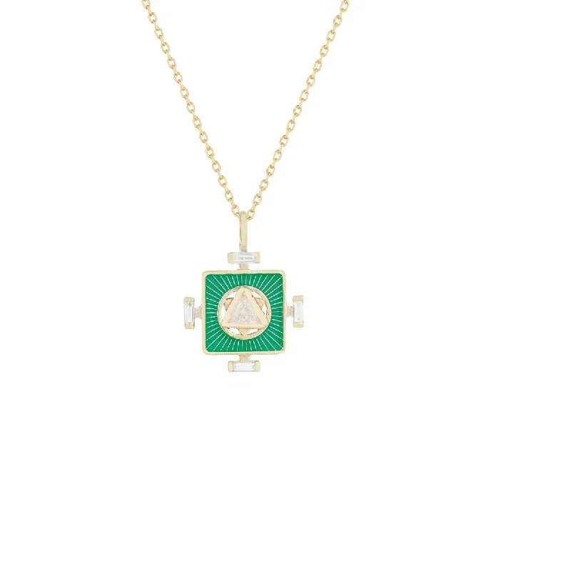 bold amethyst peak ridge necklace-Green Yantra Heart Chakra Pendant Necklace