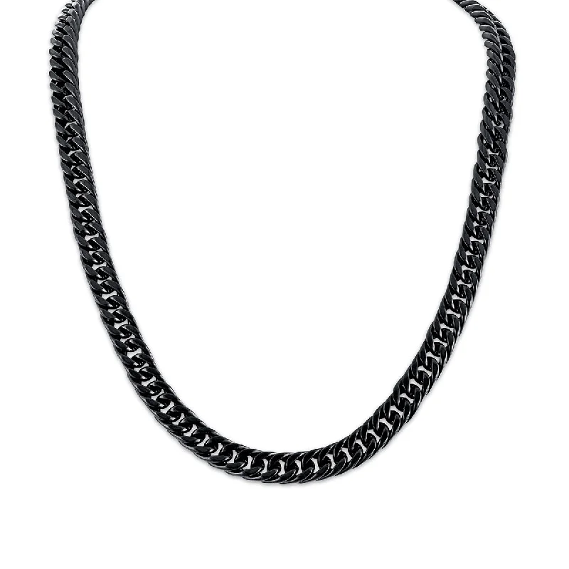 vintage-inspired ruby necklace-King by Simone I Smith 24-inch Miami Cuban Link Chain in Black Stainless Steel