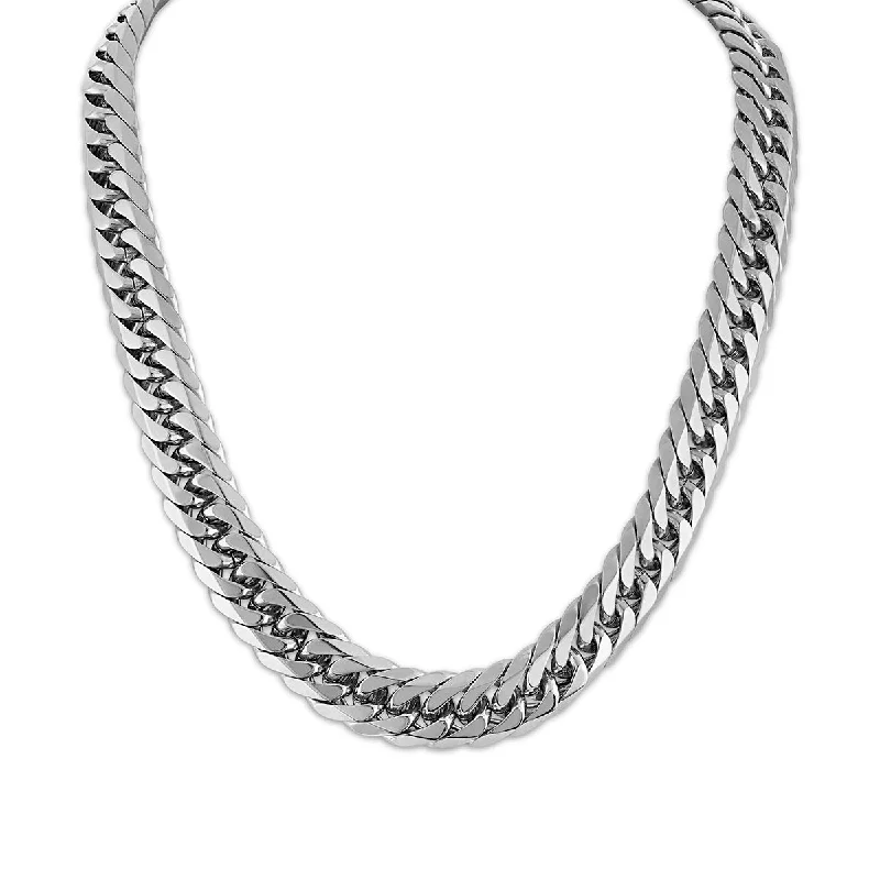 raw amber accent necklace-King by Simone I Smith 24-inch Spiga Chain in Stainless Steel