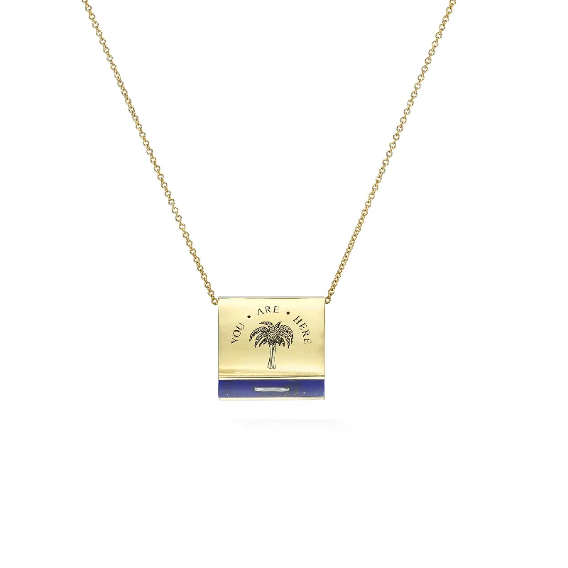 artisan-crafted gold necklace-Lapis Matchbox Pendant Necklace