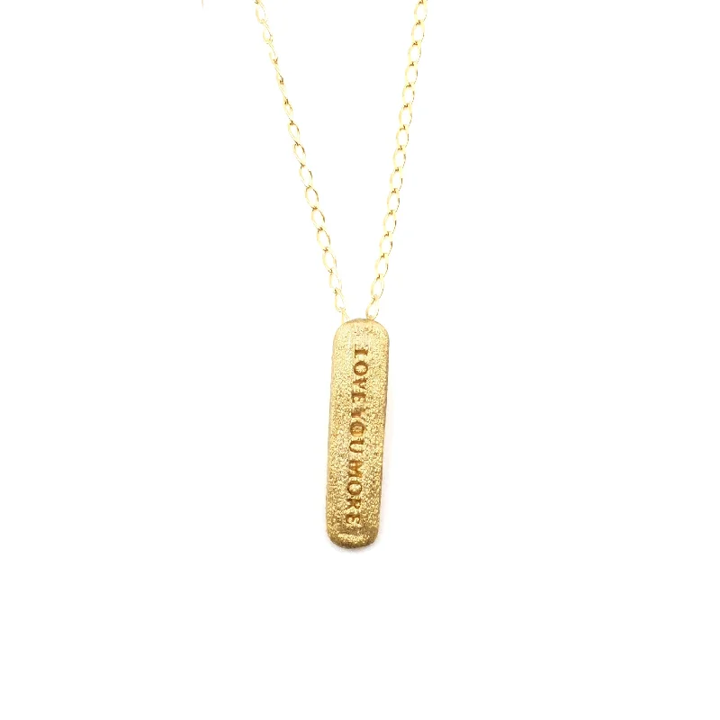 adjustable summit crest necklace-Love You More Vertical Charm Necklace in 10K & 14K Gold