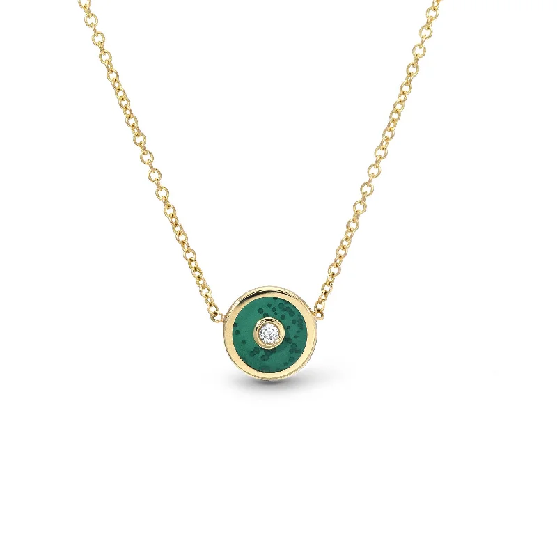 eight-stone drop necklace-Malachite Mini Compass Pendant Necklace