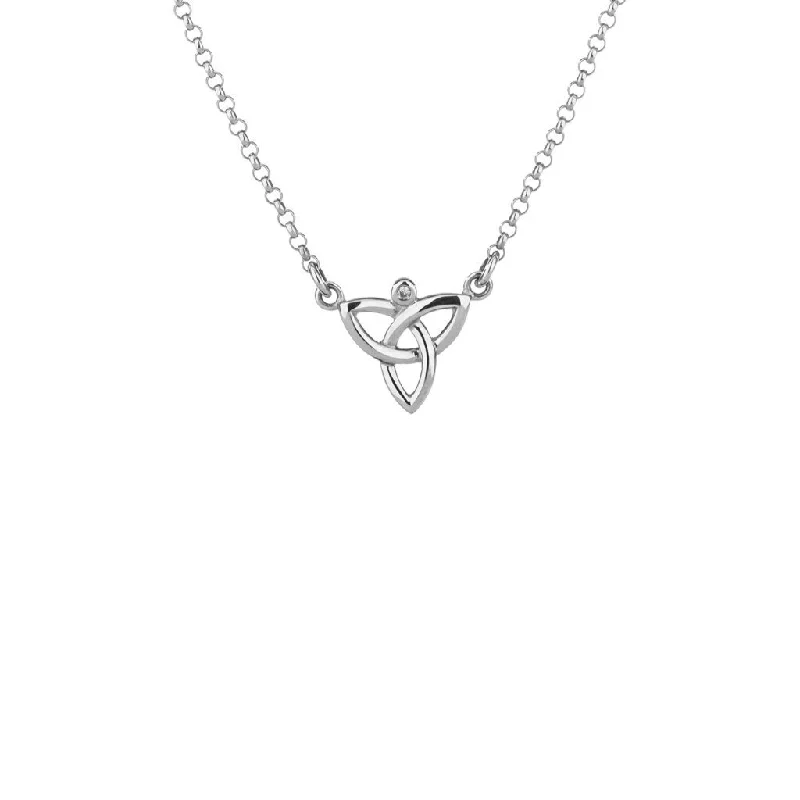 bohemian glyph necklace-Silver Trinity Necklace - Diamond